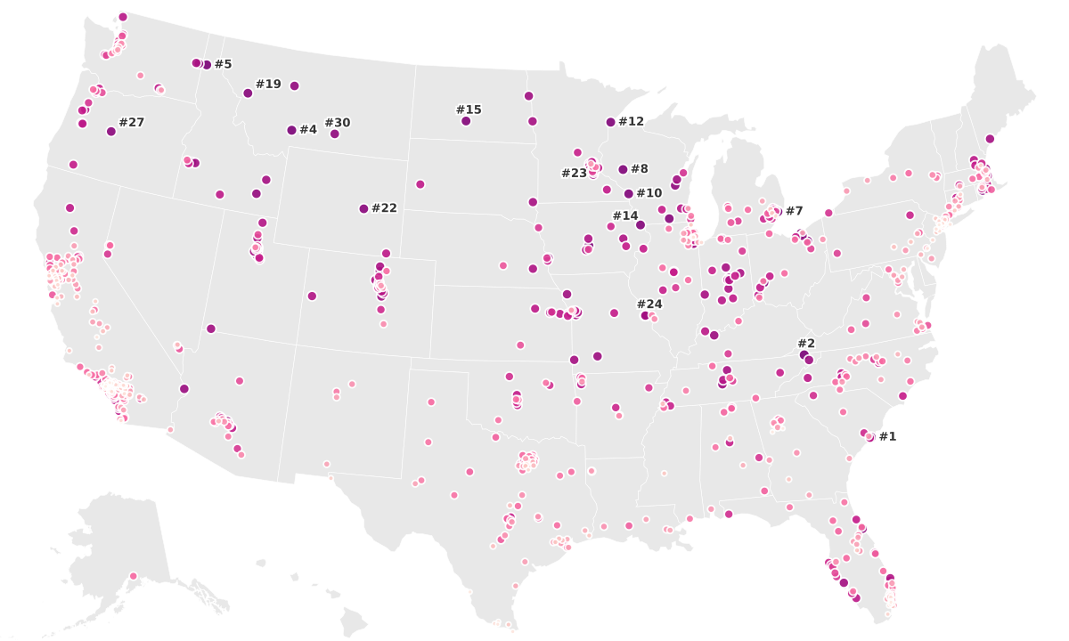 Whitest Cities in America